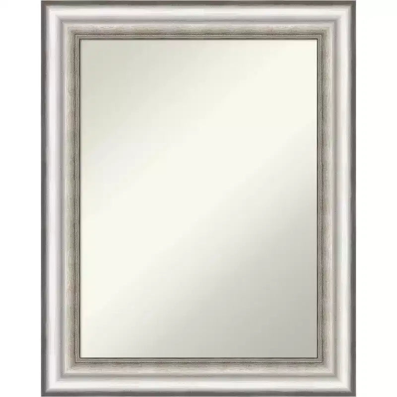 23"x29" Non-Beveled Salon Silver Bathroom Wall Mirror - Amanti Art: Modern Rectangle, Wall Mount
