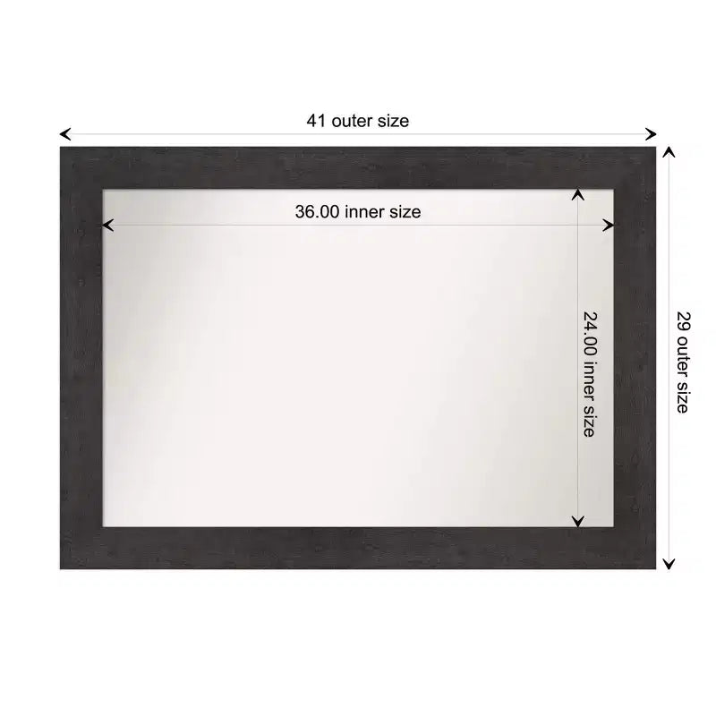 Miroir mural de salle de bain en bois gris grange 33"x27" non biseauté