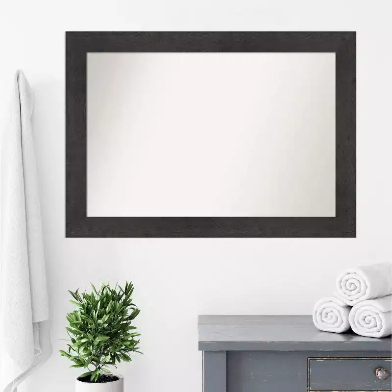 Miroir mural de salle de bain en bois gris grange 33"x27" non biseauté