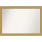 40" x 28" Non-Beveled Grace Brushed Gold Wall Mirror - Amanti Art: Modern Rectangle, Polystyrene Frame, Includes Mount Hardware