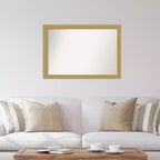 Miroir mural brossé doré non biseauté 40"x28" – Rectangle moderne, cadre en polystyrène