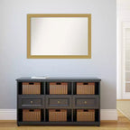 Miroir mural brossé doré non biseauté 40"x28" – Rectangle moderne, cadre en polystyrène