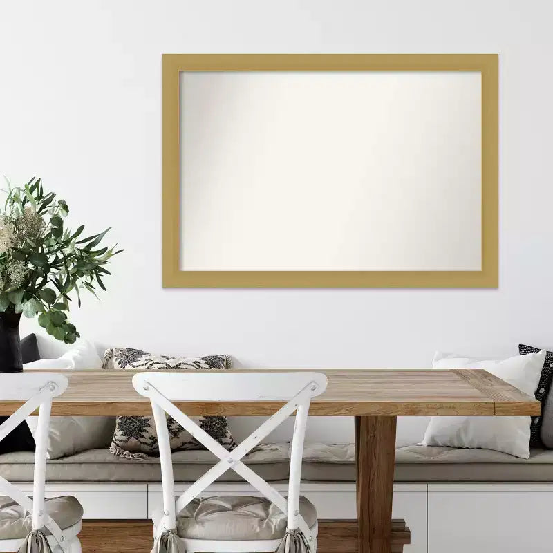 Miroir mural brossé doré non biseauté 40"x28" – Rectangle moderne, cadre en polystyrène