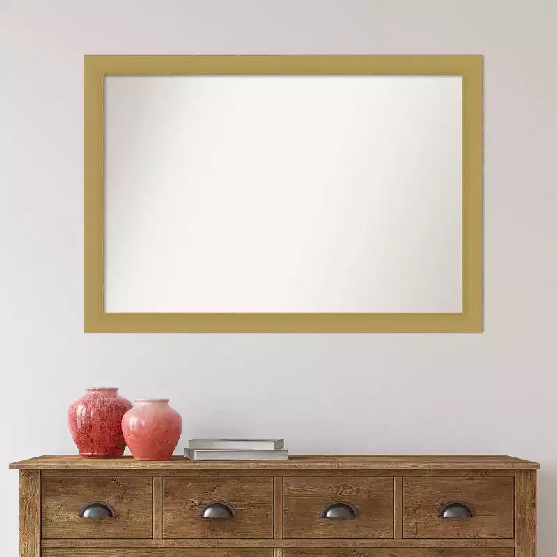 Miroir mural brossé doré non biseauté 40"x28" – Rectangle moderne, cadre en polystyrène