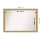 Miroir mural brossé doré non biseauté 40"x28" – Rectangle moderne, cadre en polystyrène