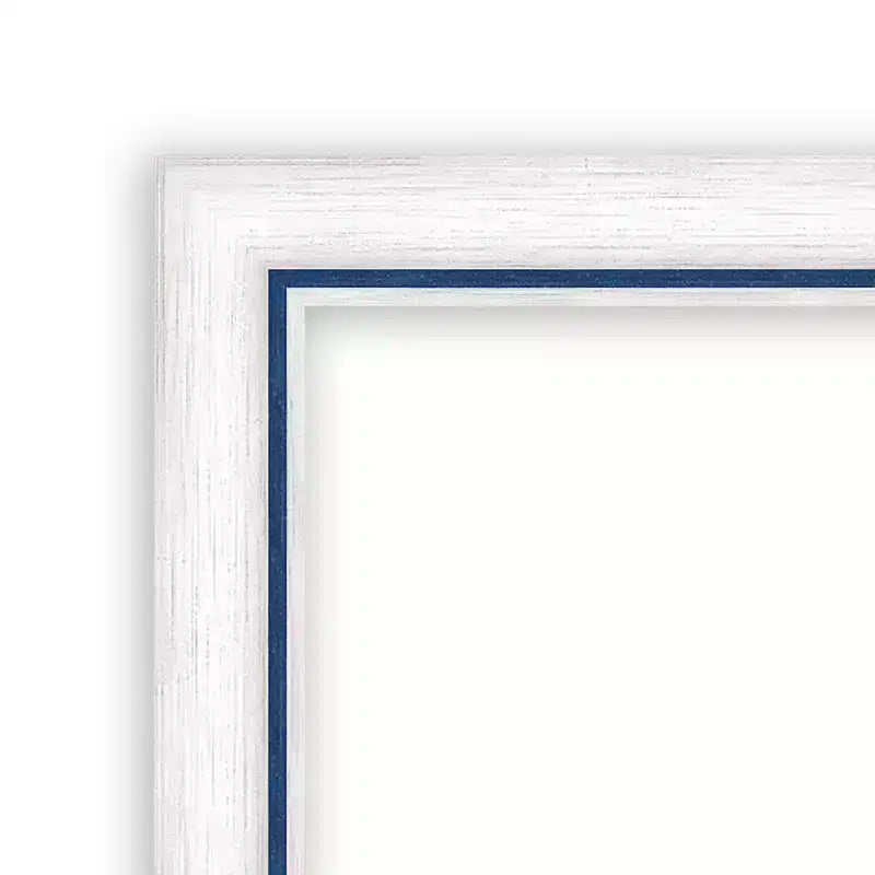 Miroir mural de salle de bain 40"x29" Morgan en bois blanc/bleu non biseauté – Matériel de montage inclus