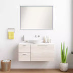 Miroir mural de salle de bain 40"x29" Morgan en bois blanc/bleu non biseauté – Matériel de montage inclus