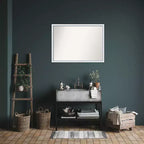 Miroir mural de salle de bain 40"x29" Morgan en bois blanc/bleu non biseauté – Matériel de montage inclus