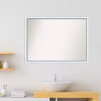 Miroir mural de salle de bain 40"x29" Morgan en bois blanc/bleu non biseauté – Matériel de montage inclus