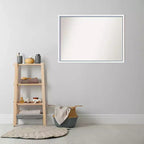 Miroir mural de salle de bain 40"x29" Morgan en bois blanc/bleu non biseauté – Matériel de montage inclus