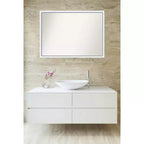 Miroir mural de salle de bain 40"x29" Morgan en bois blanc/bleu non biseauté – Matériel de montage inclus