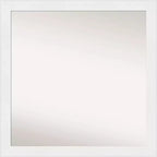 30" x 30" Non-Beveled Vanity White Narrow Bathroom Wall Mirror - Amanti Art: Includes Mounting Hardware, Wall Mount