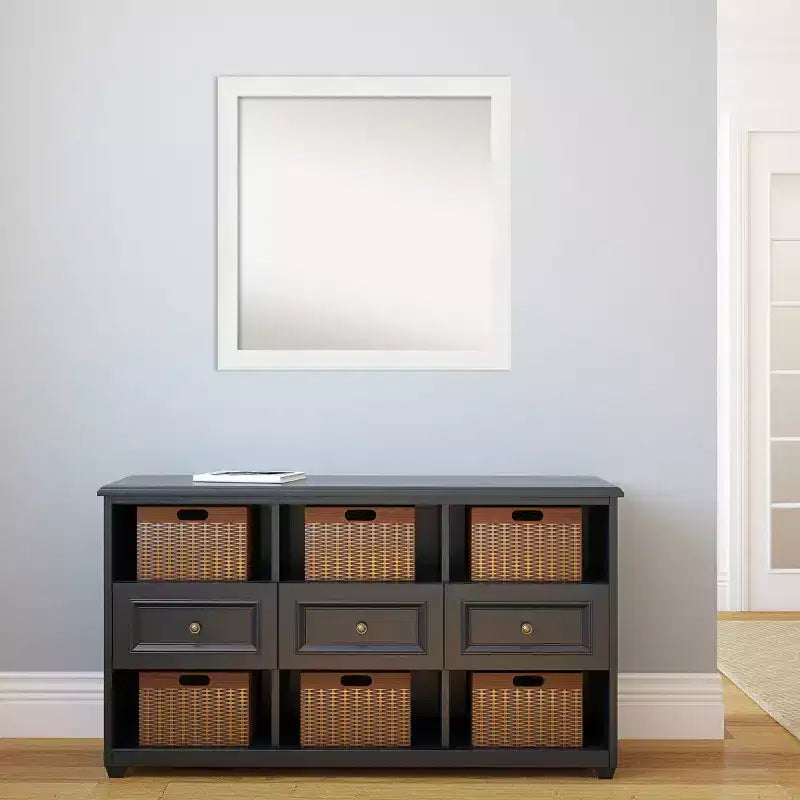 Miroir mural de salle de bain blanc étroit non biseauté 30"x30" – Matériel de fixation inclus