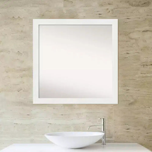 Miroir mural de salle de bain blanc étroit non biseauté 30"x30" – Matériel de fixation inclus