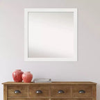 Miroir mural de salle de bain blanc étroit non biseauté 30"x30" – Matériel de fixation inclus