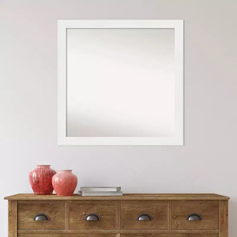 Miroir mural de salle de bain blanc étroit non biseauté 30"x30" – Matériel de fixation inclus