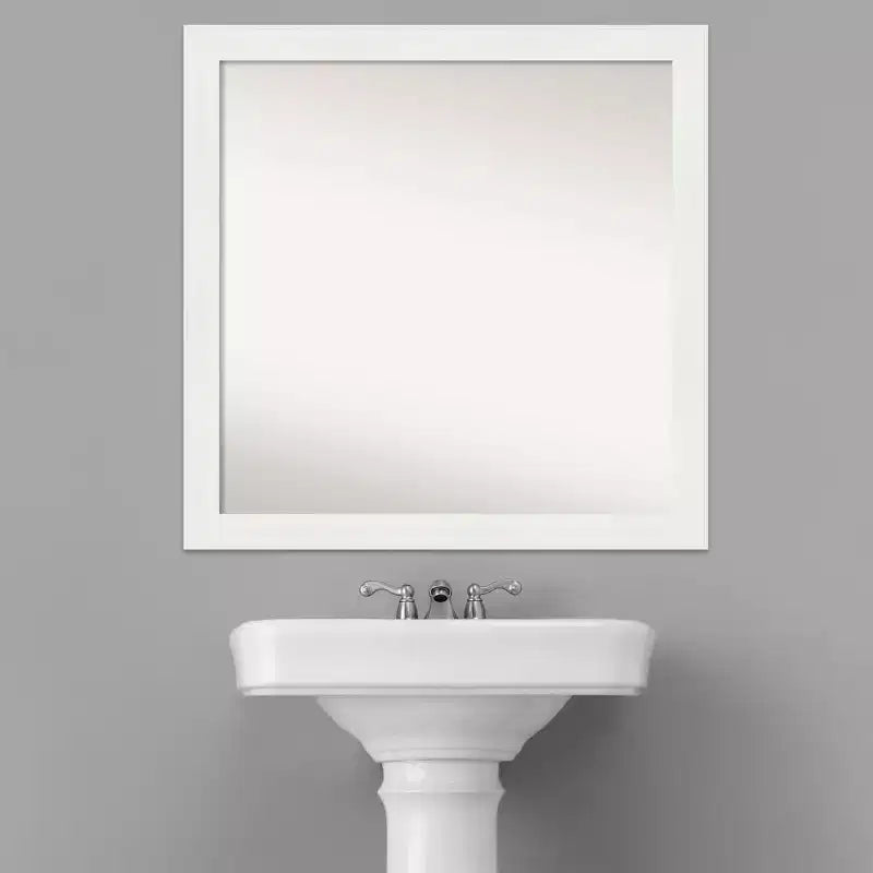 Miroir mural de salle de bain blanc étroit non biseauté 30"x30" – Matériel de fixation inclus