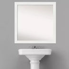 Miroir mural de salle de bain blanc étroit non biseauté 30"x30" – Matériel de fixation inclus
