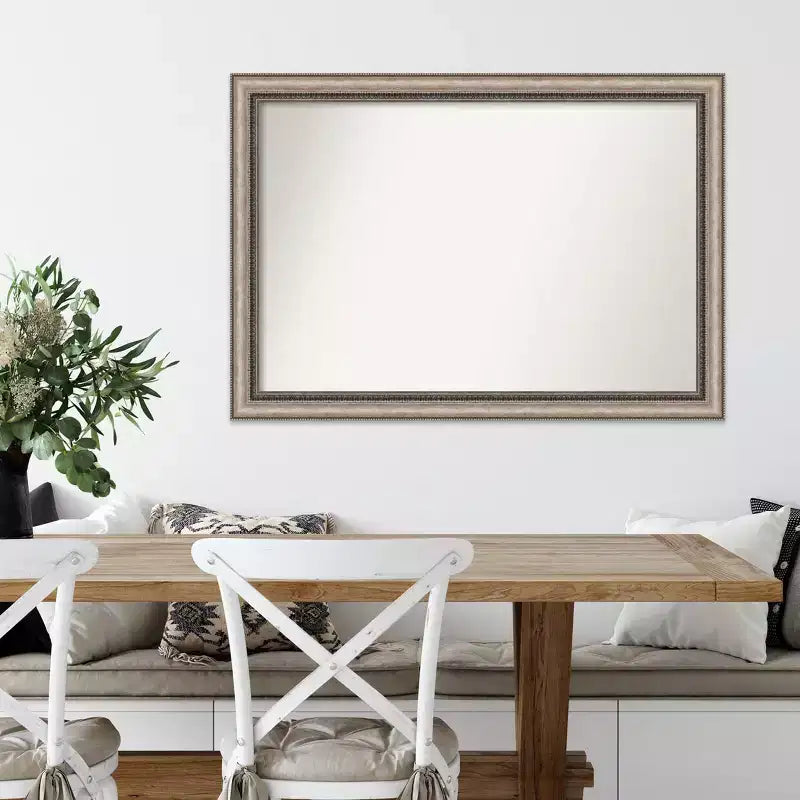Miroir mural argenté orné non biseauté 101 x 71 cm – Cadre en polystyrène