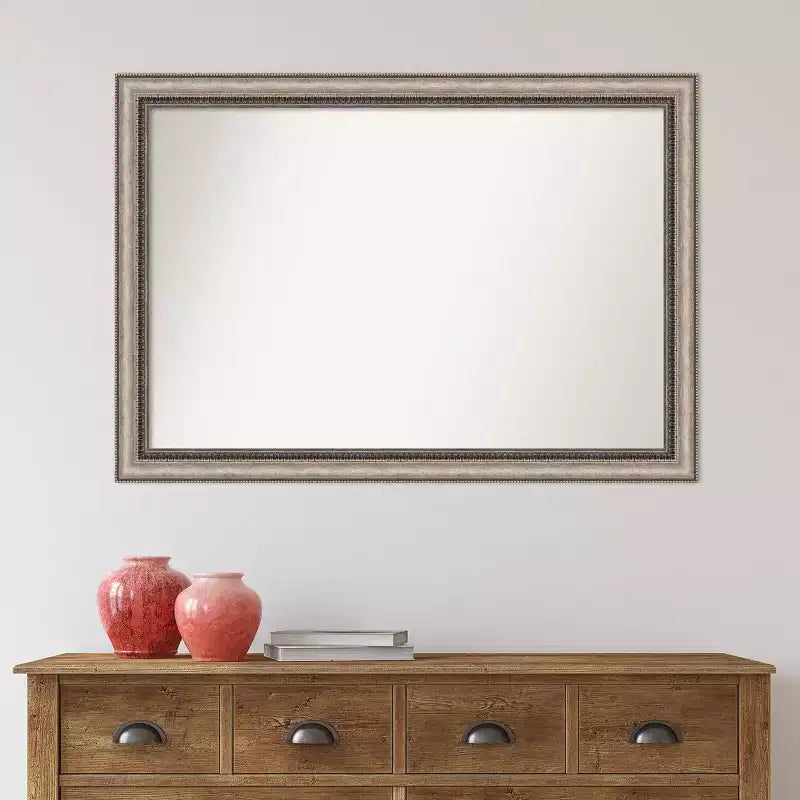 Miroir mural argenté orné non biseauté 101 x 71 cm – Cadre en polystyrène