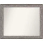 33" x 27" Non-Beveled Regis Barnwood Gray Wood Bathroom Wall Mirror - Amanti Art