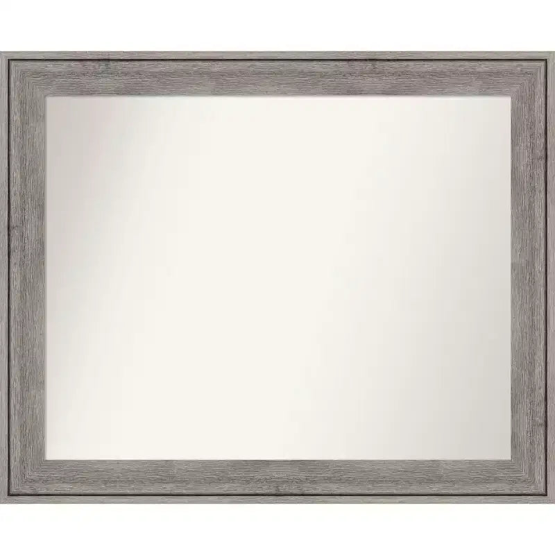 33" x 27" Non-Beveled Regis Barnwood Gray Wood Bathroom Wall Mirror - Amanti Art