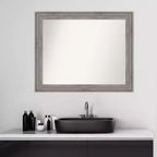 Miroir mural de salle de bain noir non biseauté 42"x30" – Rectangle, cadre en polystyrène
