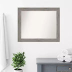 Miroir mural de salle de bain noir non biseauté 42"x30" – Rectangle, cadre en polystyrène
