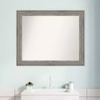Miroir mural de salle de bain noir non biseauté 42"x30" – Rectangle, cadre en polystyrène