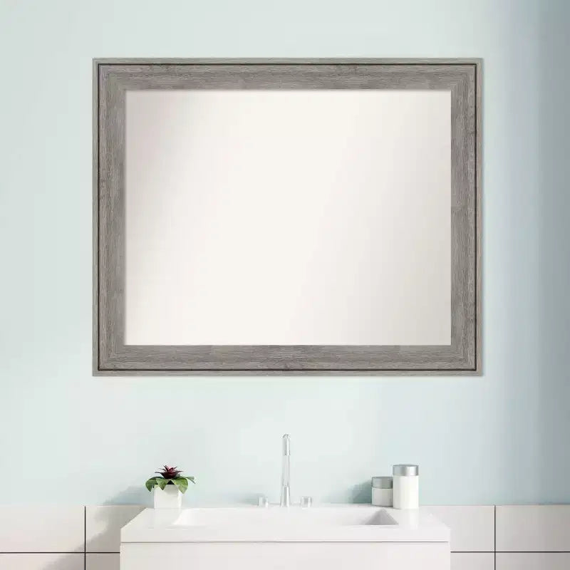Miroir mural de salle de bain noir non biseauté 42"x30" – Rectangle, cadre en polystyrène