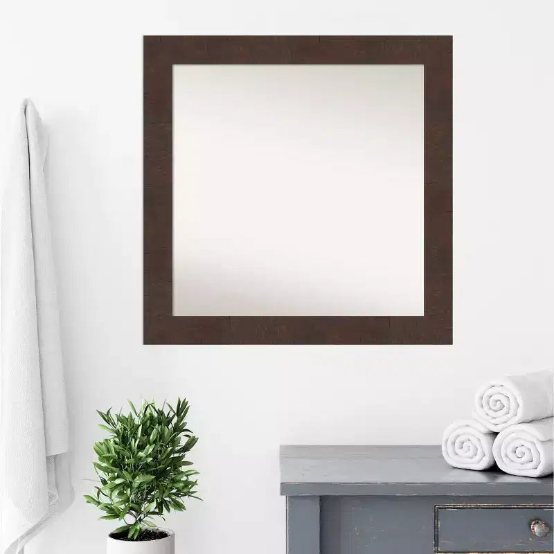 Miroir mural de salle de bain carré Wildwood Brown 31"x31" sans biseau