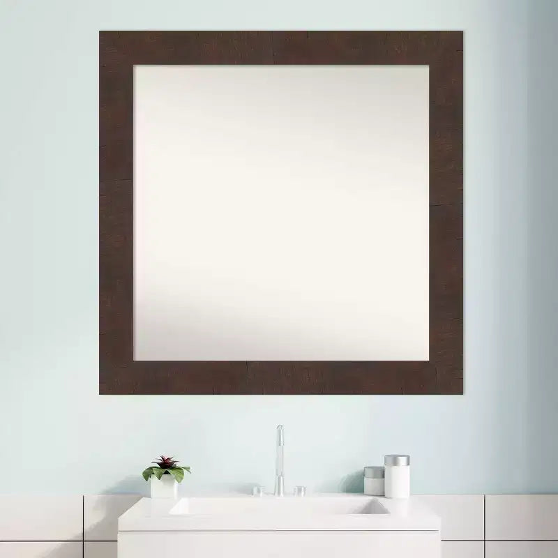 Miroir mural de salle de bain carré Wildwood Brown 31"x31" sans biseau
