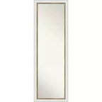 17" x 51" Non-Beveled Eva White Gold Narrow Full Length on The Door Mirror - Amanti Art