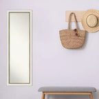Miroir de porte étroit 17"x51" blanc doré sans biseau sur toute la longueur