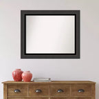 Miroir mural de salle de bain 33"x27" noir tuxedo sans biseau – Rectangulaire, cadre en polystyrène