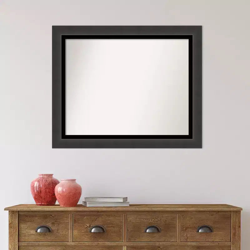 Miroir mural de salle de bain 33"x27" noir tuxedo sans biseau – Rectangulaire, cadre en polystyrène