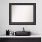 Miroir mural de salle de bain 33"x27" noir tuxedo sans biseau – Rectangulaire, cadre en polystyrène