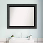 Miroir mural de salle de bain 33"x27" noir tuxedo sans biseau – Rectangulaire, cadre en polystyrène