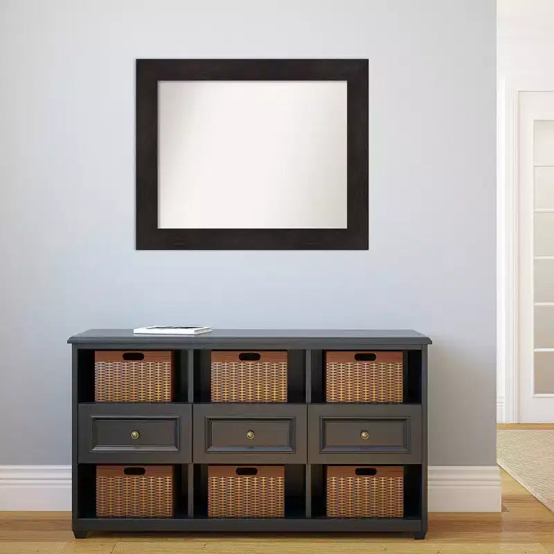 Miroir mural non biseauté 34"x28" Espresso – Cadre en polystyrène