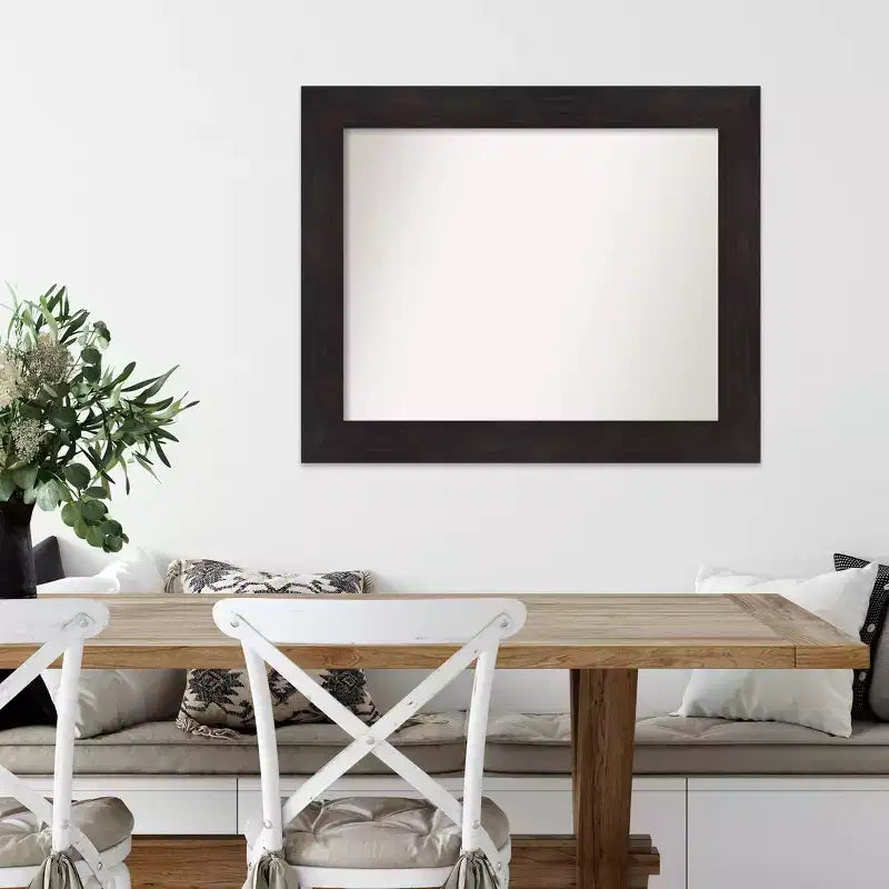 Miroir mural non biseauté 34"x28" Espresso – Cadre en polystyrène