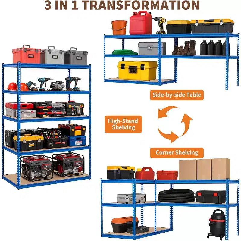 Étagères de rangement de garage à 5 niveaux, unité de rayonnage métallique d'une capacité de 1134 kg pour garage, usage industriel, entrepôt, cuisine, placard, 122 L x 46 P x 180 H cm