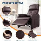 Fauteuil inclinable électrique avec massage, chaleur, poches de rangement et USB – Fauteuil de cinéma maison en similicuir