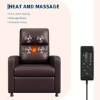 Fauteuil inclinable électrique avec massage, chaleur, poches de rangement et USB – Fauteuil de cinéma maison en similicuir