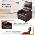 Fauteuil inclinable électrique avec massage, chaleur, poches de rangement et USB – Fauteuil de cinéma maison en similicuir