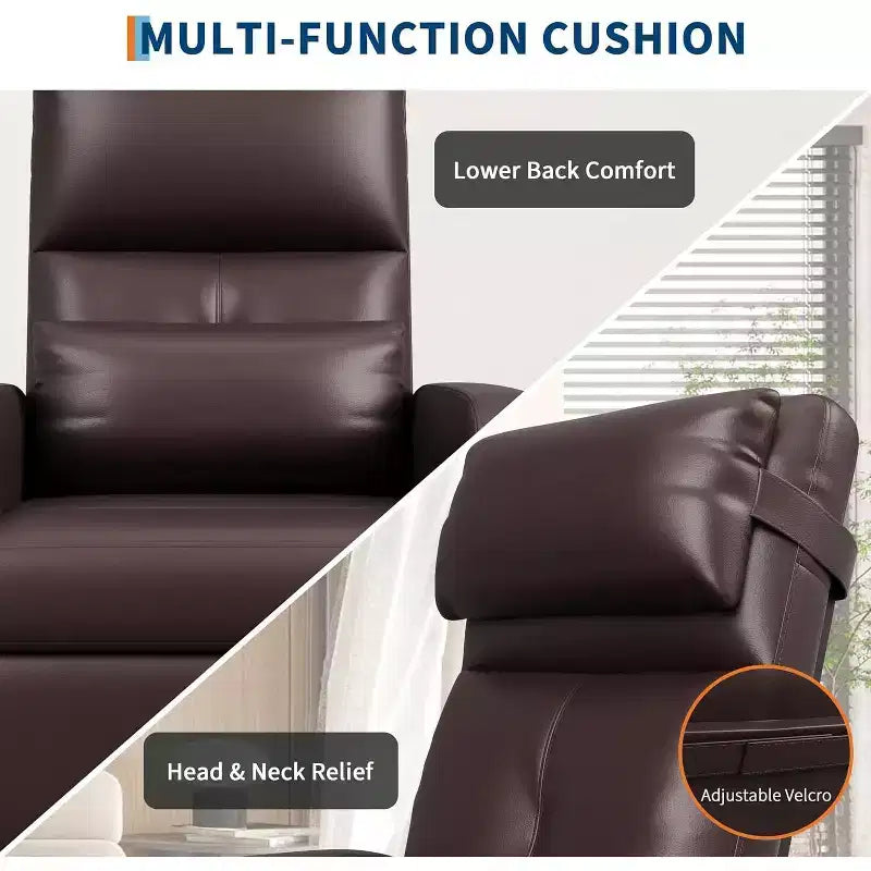 Fauteuil inclinable électrique avec massage, chaleur, poches de rangement et USB – Fauteuil de cinéma maison en similicuir