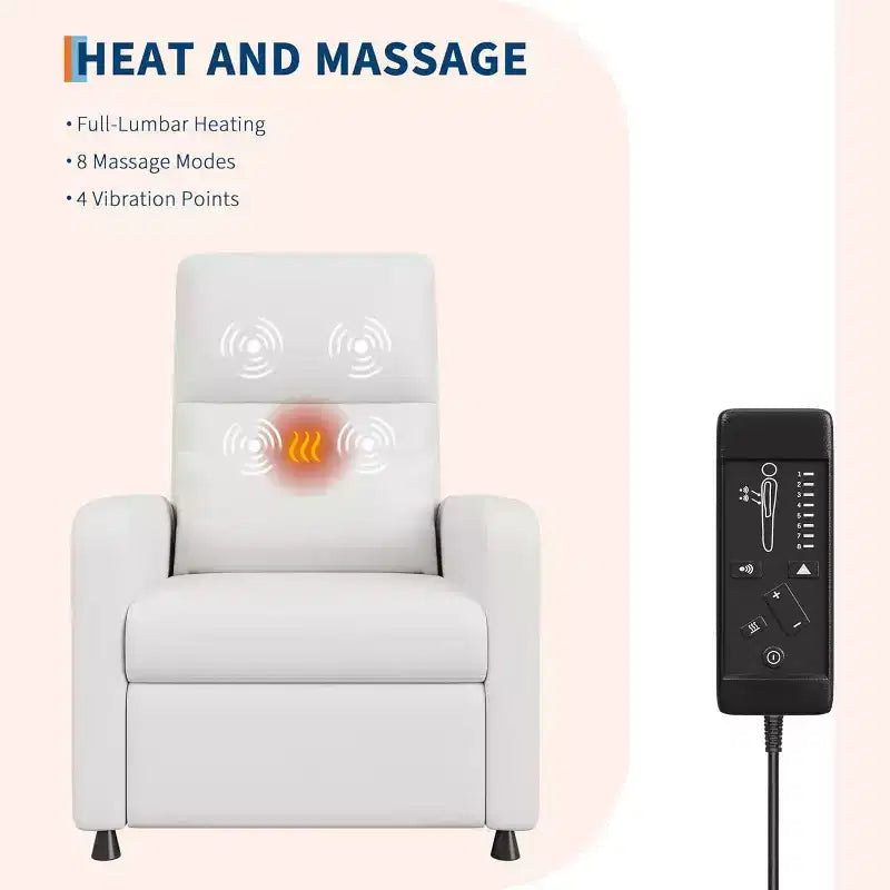 Fauteuil inclinable électrique avec massage, chaleur, poches de rangement et USB – Fauteuil de cinéma maison en similicuir