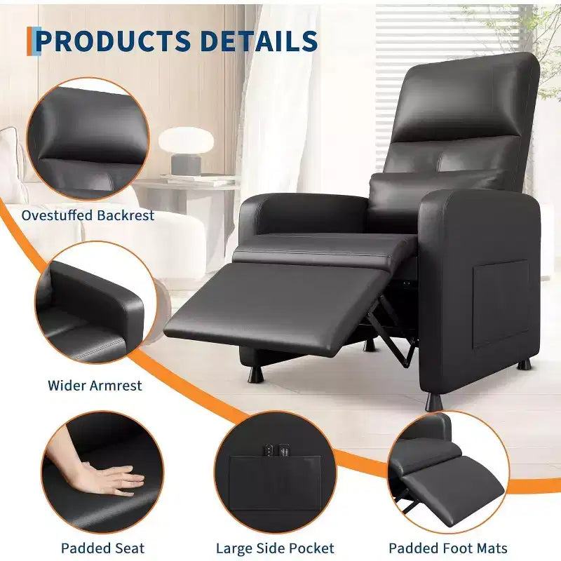 Fauteuil inclinable électrique avec massage, chaleur, poches de rangement et USB – Fauteuil de cinéma maison en similicuir