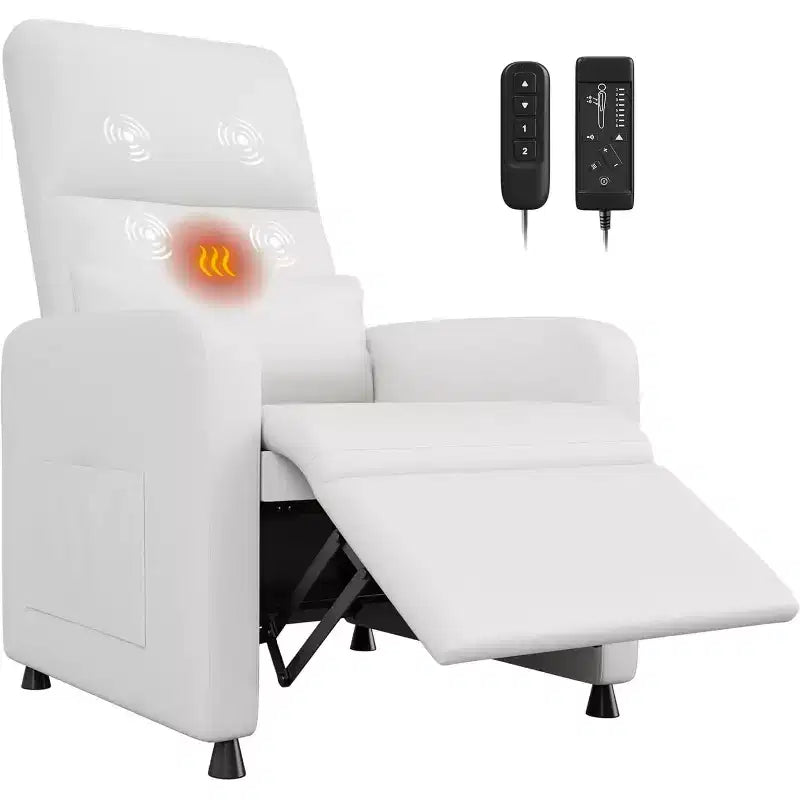 Fauteuil inclinable électrique avec massage, chaleur, poches de rangement et USB – Fauteuil de cinéma maison en similicuir