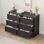 Table de Chevet Moderne avec Tiroirs, Meuble de Rangement, Parfaite pour la Chambre, Organisateur de Tiroirs, Bois Robuste, Design Compact, Grain de Bois Noir