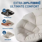 Fauteuil pivotant Papasan en osier de 37 pouces avec coussin épais, fauteuil de salon rond pour l'extérieur et l'intérieur, cadre en acier